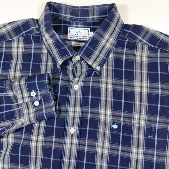 Southern Tide Other - Southern Tide Classic Fit Plaid Long Sleeve Button Up Shirt Men's XL Blue Gray